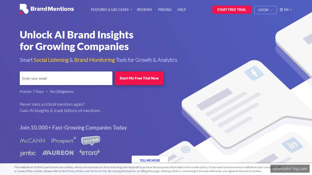 BrandMentions Startseite – Web- und KI-Markenmonitoring mit AEO-Komponente