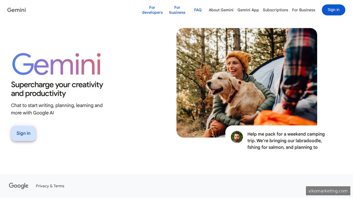 Startseite von Gemini, dem KI-Assistenten von Google