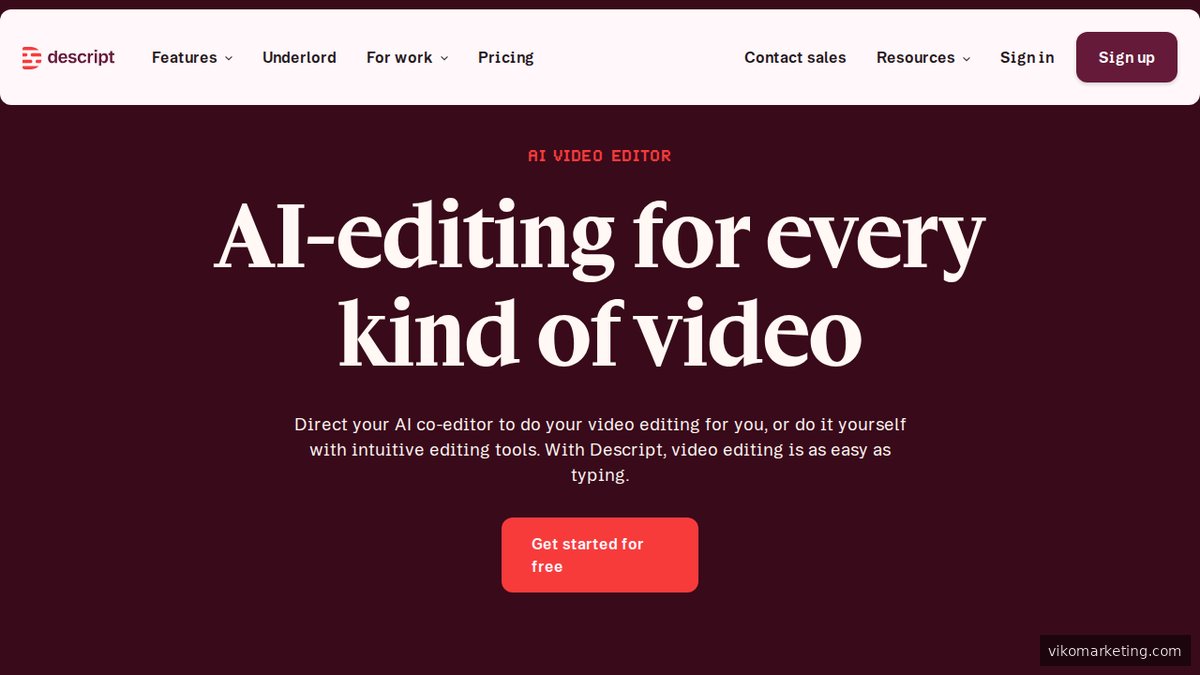 Screenshot of www.descript.com homepage page