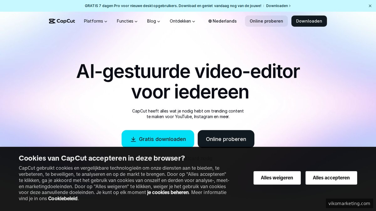 Screenshot of www.capcut.com homepage page