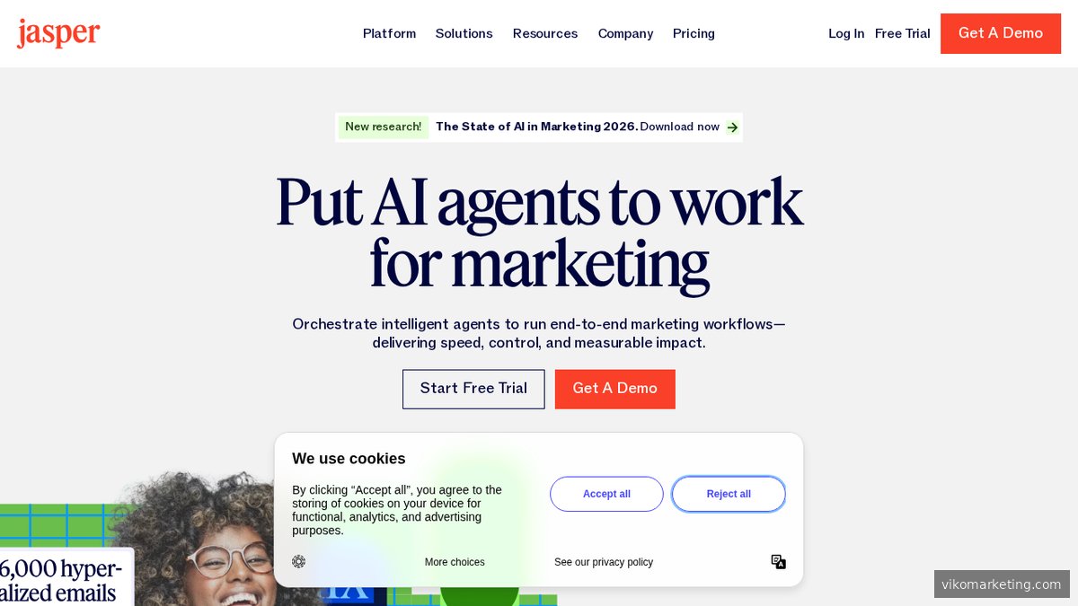 Screenshot of www.jasper.ai homepage page