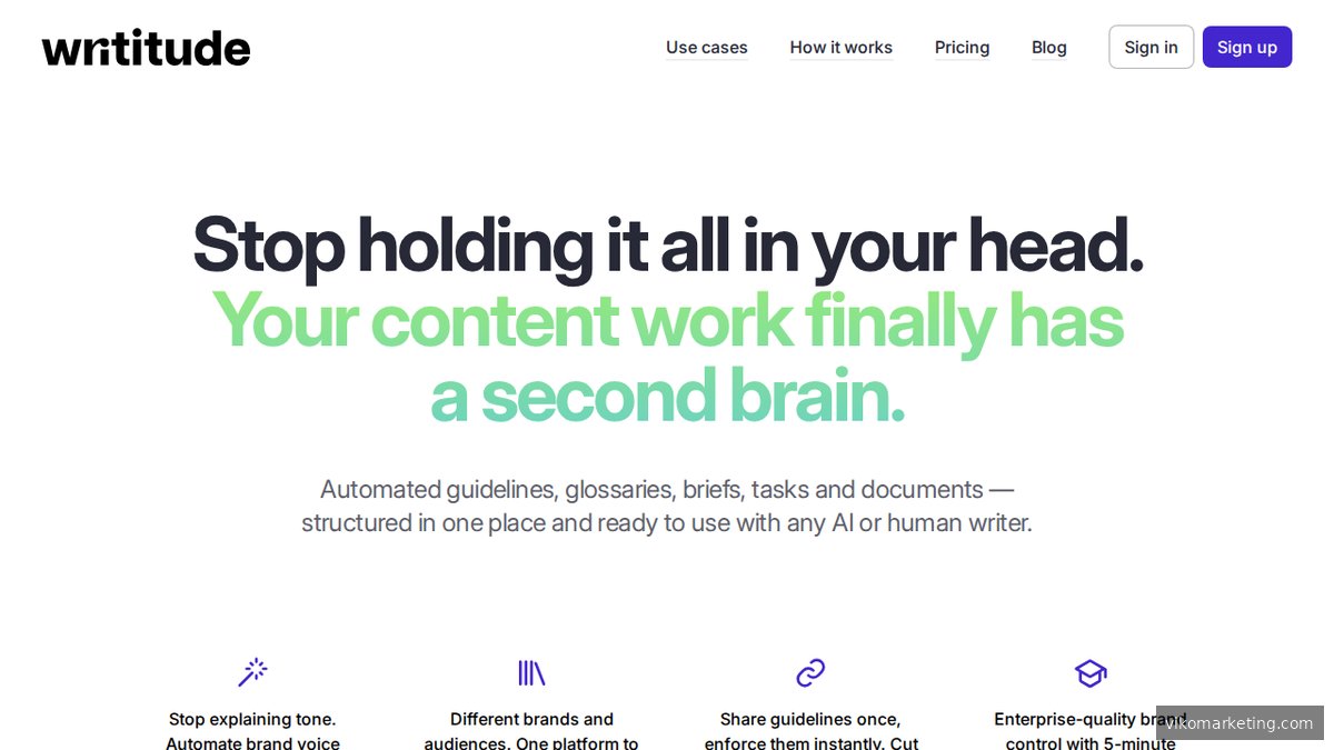 Screenshot of www.writitude.com homepage page