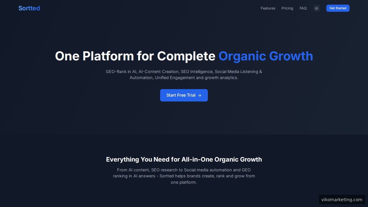 Startseite von Sortted – Content-Tool mit NLP-Analyse für datengetriebenes Content-Marketing