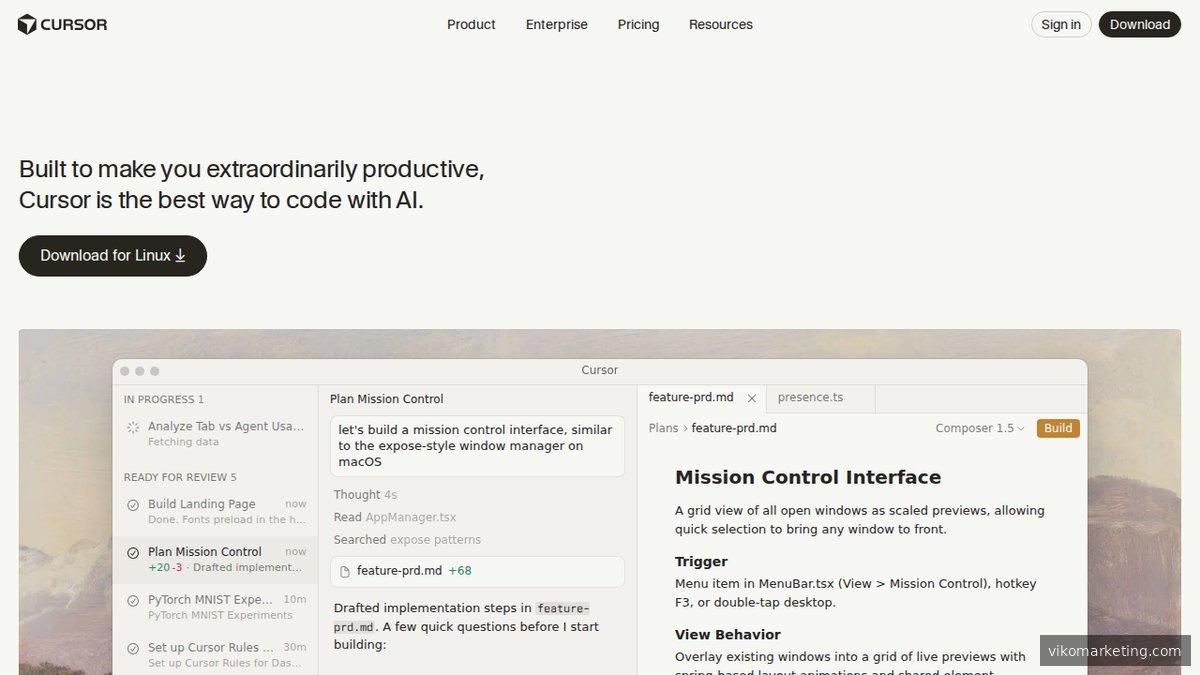 Cursor KI-Code-Editor Startseite