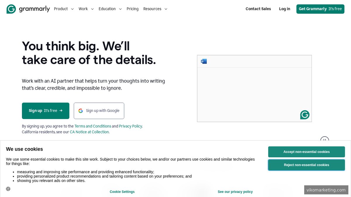 Screenshot of www.grammarly.com homepage page
