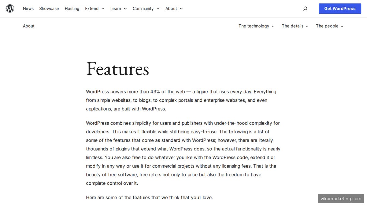 WordPress Features-Übersicht