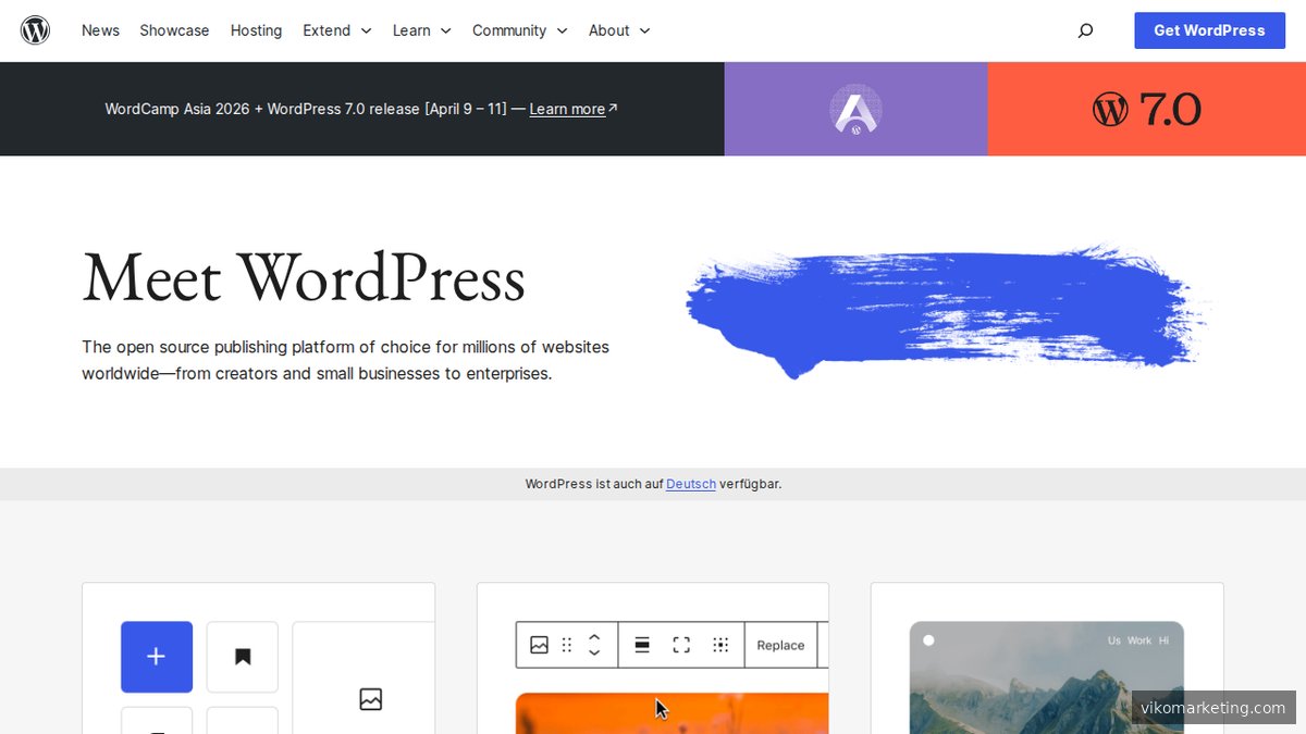 WordPress Startseite auf wordpress.org