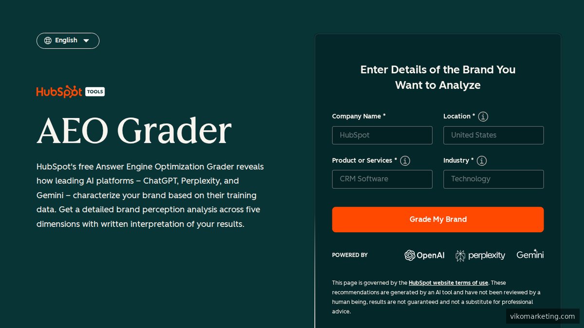 HubSpot AI Search Grader – kostenlose Analyse der Marken-Sichtbarkeit in KI-Suchantworten